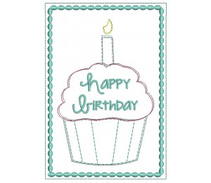 ITH Postkarte - Happy Birthday Muffin Kerze